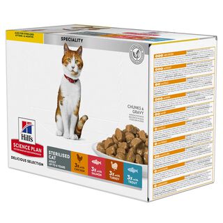 Hill's Science Plan Sterilised Carne y Pescado sobre para gatos Multipack